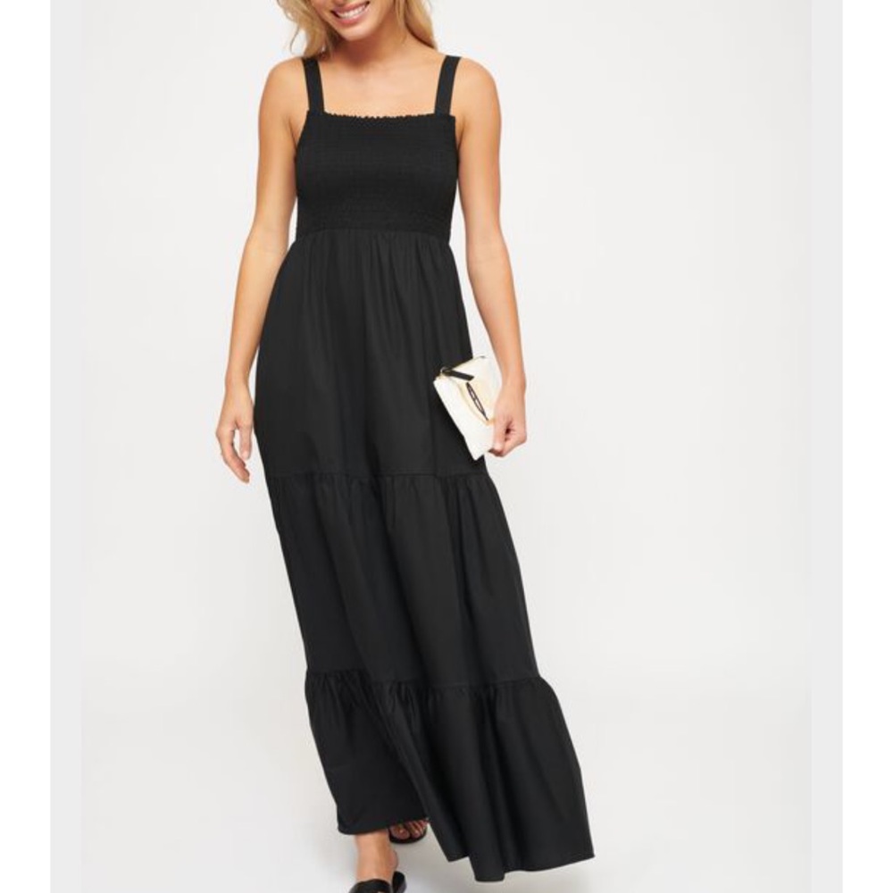 Dynamite black smocked maxi dress in size small